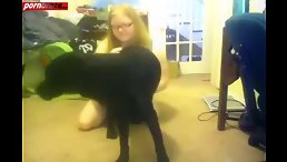 College Babe Shocks World with Her Sex Dog!